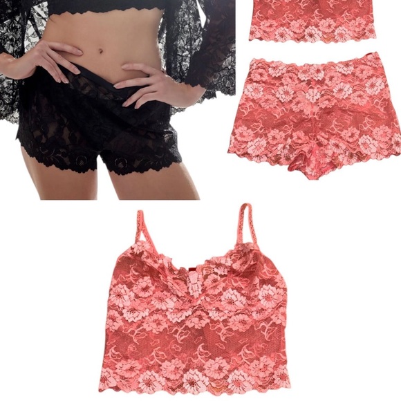 Josie Other - Anthropologie Josie Flower Shower Allocer Bralette and Short Set - Pink